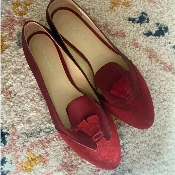 Sarah flint red suede Bennett flats 42 - Picture 1 of 10